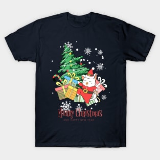 Cool Santa Cat - Happy Christmas and a happy new year! - Available in stickers, clothing, etc T-Shirt